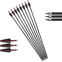 ZSHJG 12pcs Flechas de Carbono 31&quot- Spine 400 con Puntas de Punta de Flecha para Compuesto Arco Recurvo